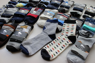 秋冬必備 高品質(zhì)男士全棉提花彩色襪子，廠家直供